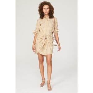 DEREK LAM 10 CROSBY Tan Tie Front Striped Pattern Mini Dress Size 0